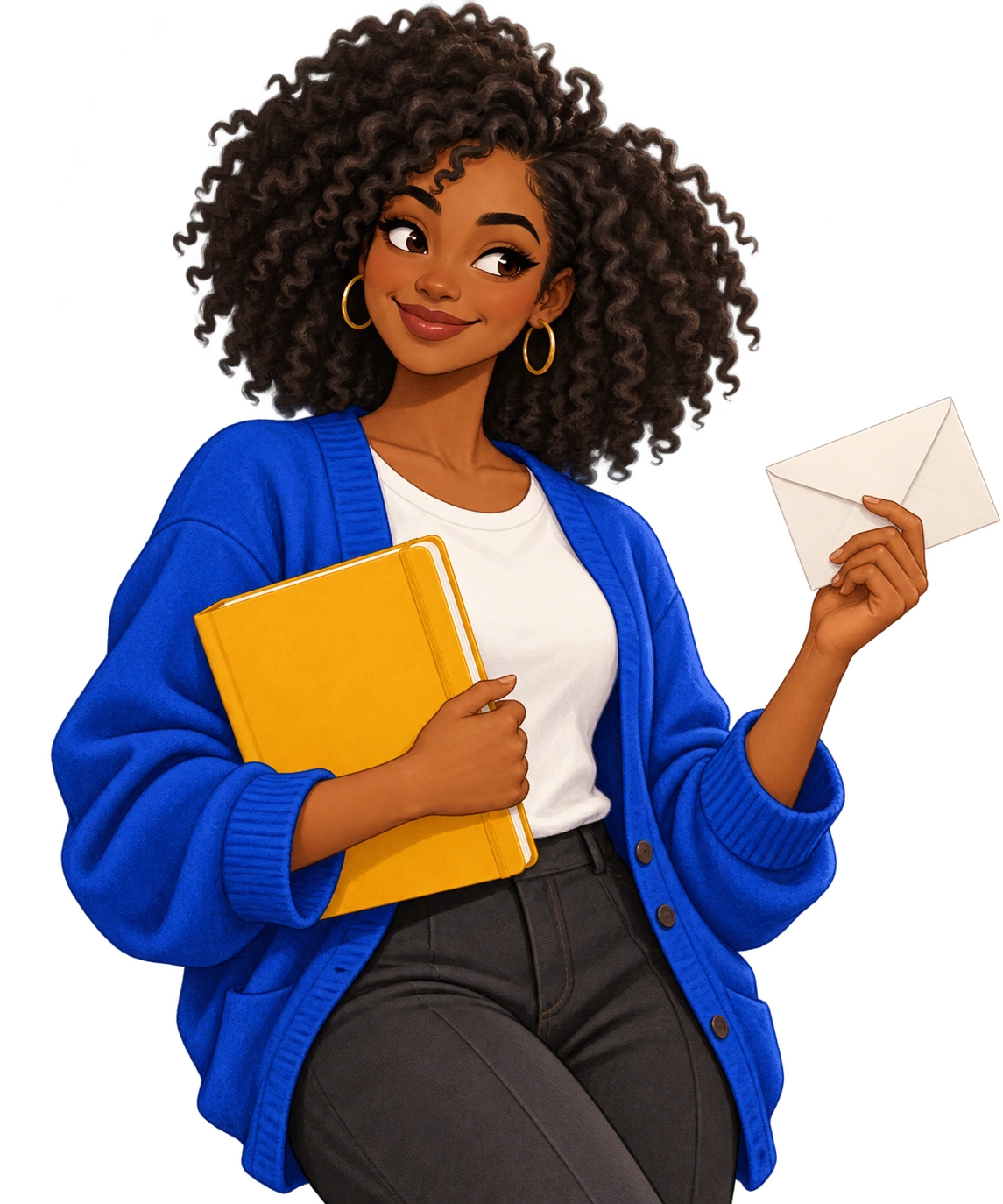 Tima, the illustrated Between Us newsletter host